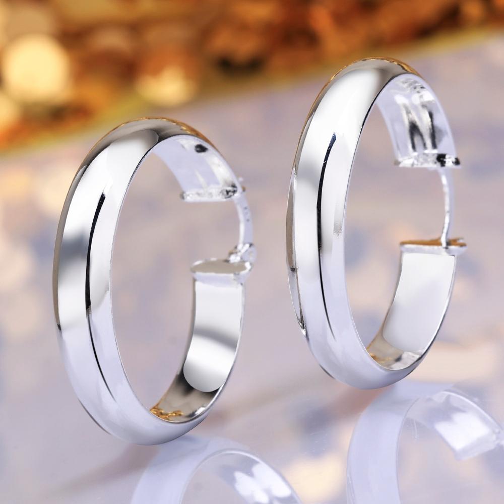 aros 925 Sterling plata Round