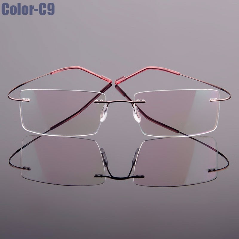 Lentes Style Flexible Memory Metal Montura de anteojos sin montura Gafas Marco óptico (Agregar tipo cristal al carro)
