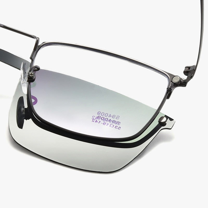 Montura de anteojos Gafas graduadas ópticas con clip magnético  Anteojos de borde completo de metal. (Agregar tipo cristal al carro)